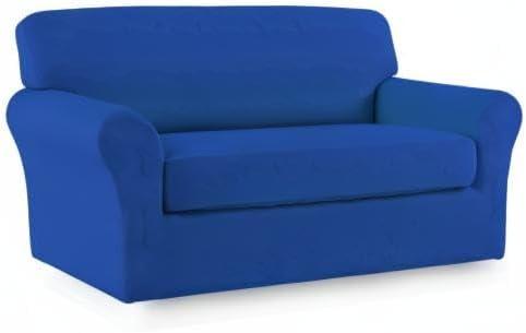 image:imageEasyGoing 2 Pieces Microfiber Stretch Sofa Slipcover Spandex Soft Fitted Sofa Couch Cover Washable Furniture Protector with Elastic Bottom KidsPet Oversized Sofa Light GrayClassicblue