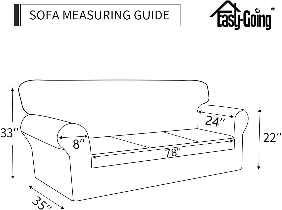 image:imageEasyGoing 2 Pieces Microfiber Stretch Sofa Slipcover Spandex Soft Fitted Sofa Couch Cover Washable Furniture Protector with Elastic Bottom KidsPet Oversized Sofa Light GrayTaupe