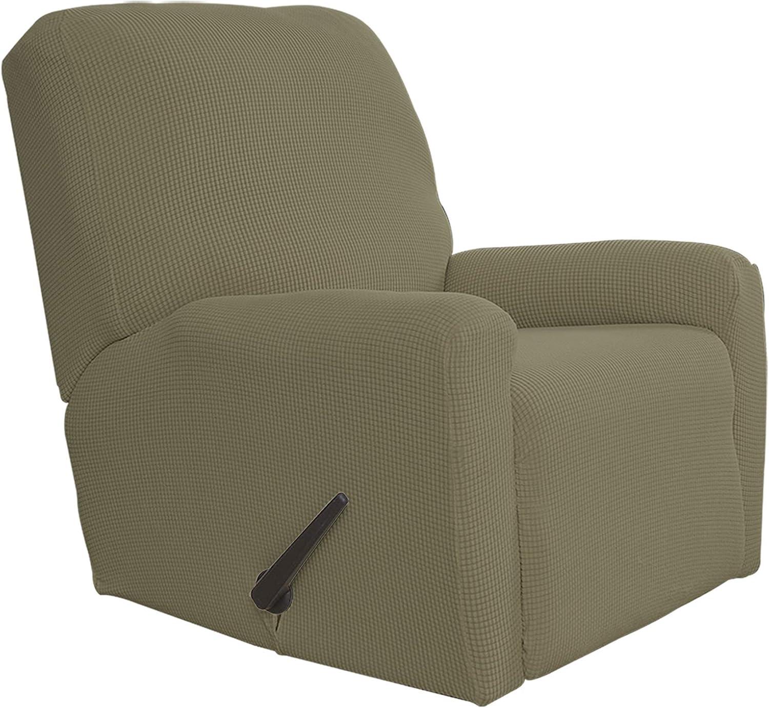 image:imageEasyGoing 8 Pieces Recliner Sofa Stretch Sofa Slipcover Sofa Cover Furniture Protector Couch Soft with Elastic Bottom Kids Spandex Jacquard Fabric Small Checks Dark GrayKhaki