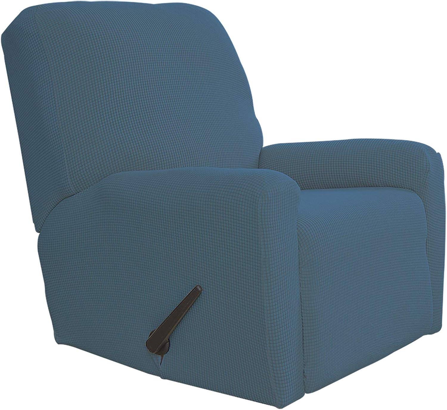 image:imageEasyGoing 8 Pieces Recliner Sofa Stretch Sofa Slipcover Sofa Cover Furniture Protector Couch Soft with Elastic Bottom Kids Spandex Jacquard Fabric Small Checks Dark GrayBluestone