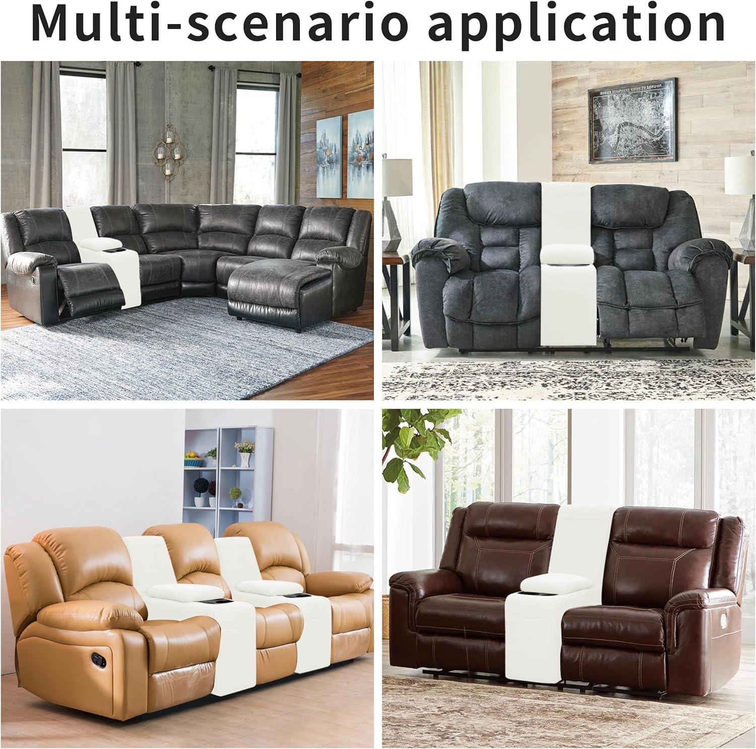 image:imageEasyGoing 8 Pieces Recliner Sofa Stretch Sofa Slipcover Sofa Cover Furniture Protector Couch Soft with Elastic Bottom Kids Spandex Jacquard Fabric Small Checks Dark GrayCream