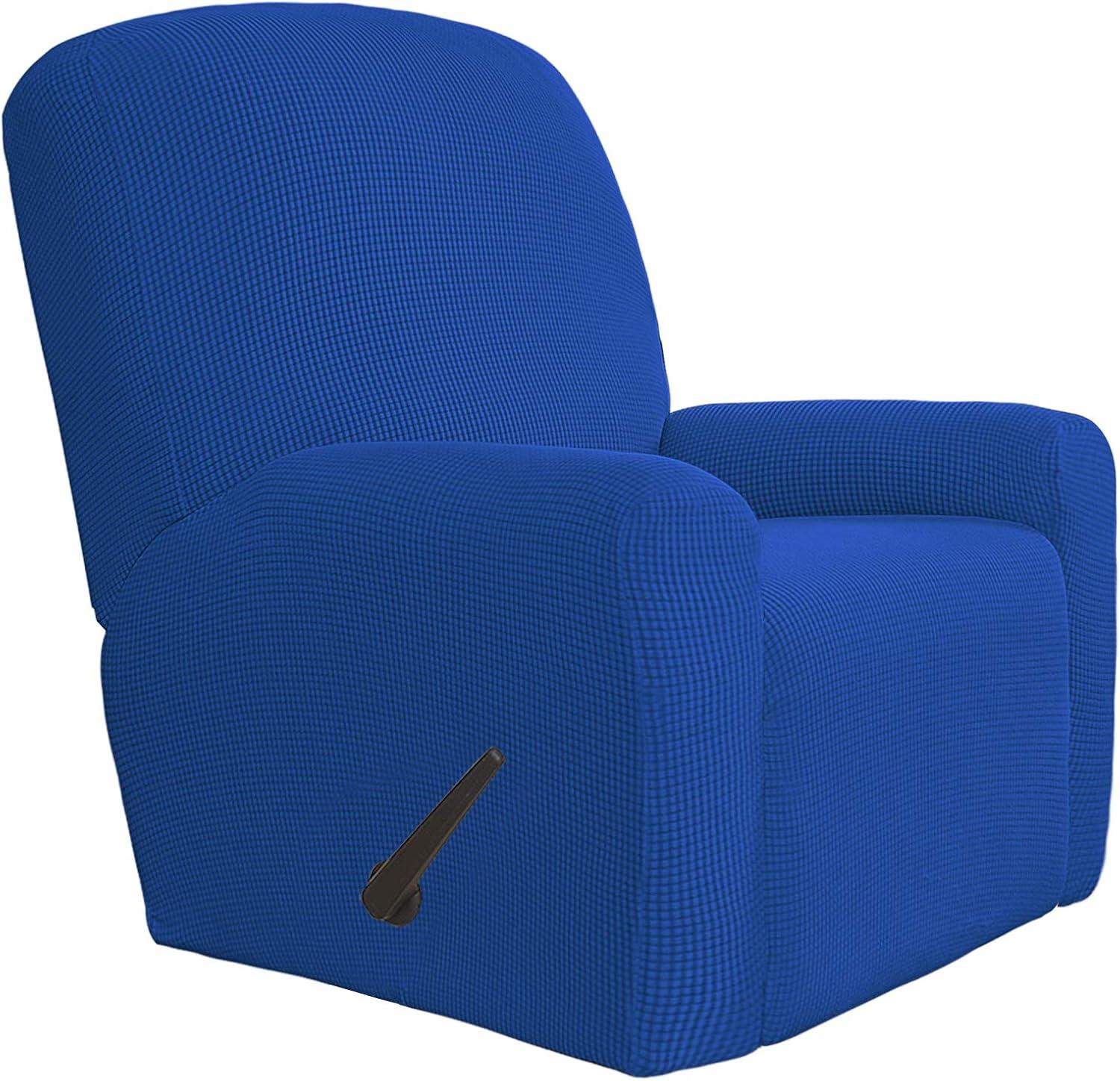 image:imageEasyGoing 8 Pieces Recliner Sofa Stretch Sofa Slipcover Sofa Cover Furniture Protector Couch Soft with Elastic Bottom Kids Spandex Jacquard Fabric Small Checks Dark GrayClassic Blue