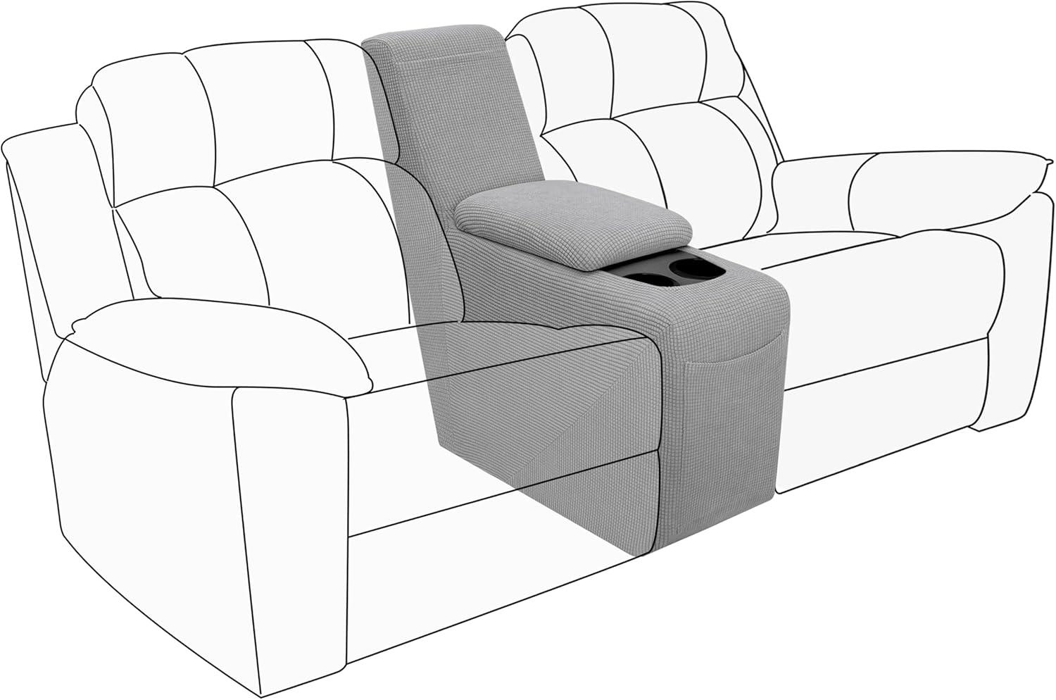 image:imageEasyGoing 8 Pieces Recliner Sofa Stretch Sofa Slipcover Sofa Cover Furniture Protector Couch Soft with Elastic Bottom Kids Spandex Jacquard Fabric Small Checks Dark GrayLight Gray