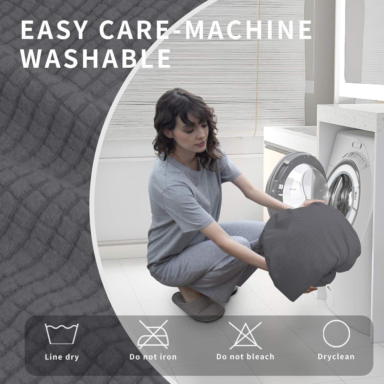 image:imageEasyGoing 8 Pieces Recliner Sofa Stretch Sofa Slipcover Sofa Cover Furniture Protector Couch Soft with Elastic Bottom Kids Spandex Jacquard Fabric Small Checks Dark GrayGrey
