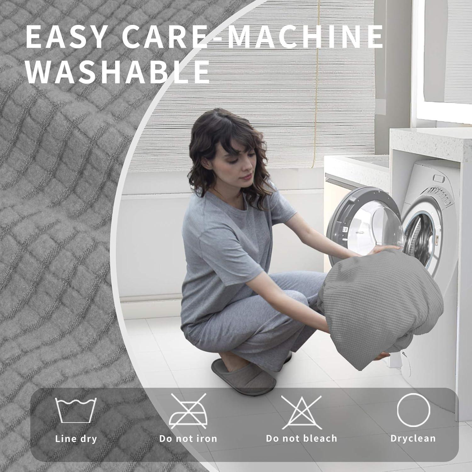 image:imageEasyGoing 8 Pieces Recliner Sofa Stretch Sofa Slipcover Sofa Cover Furniture Protector Couch Soft with Elastic Bottom Kids Spandex Jacquard Fabric Small Checks Dark GrayLight Gray