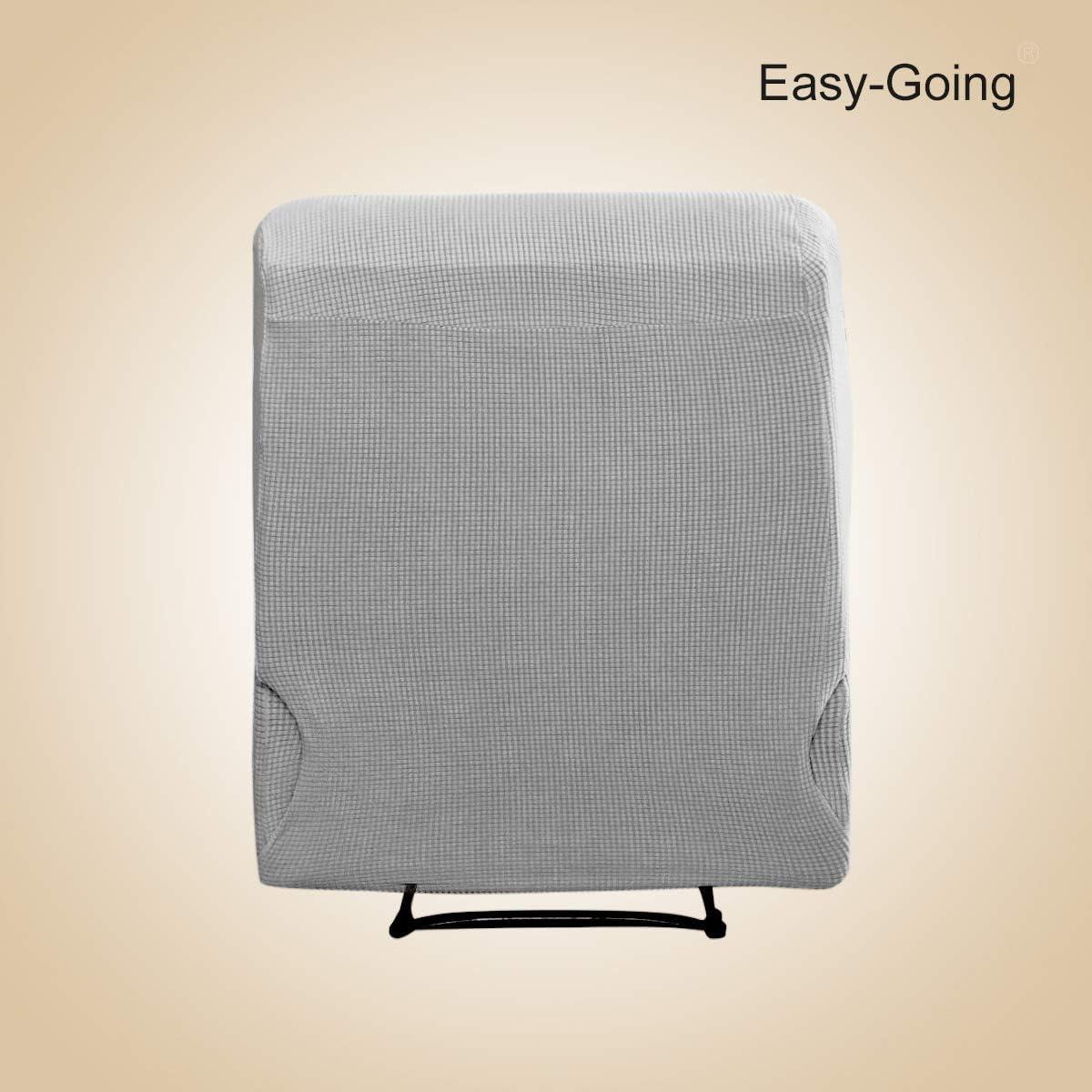 image:imageEasyGoing 8 Pieces Recliner Sofa Stretch Sofa Slipcover Sofa Cover Furniture Protector Couch Soft with Elastic Bottom Kids Spandex Jacquard Fabric Small Checks Dark GrayLight Gray