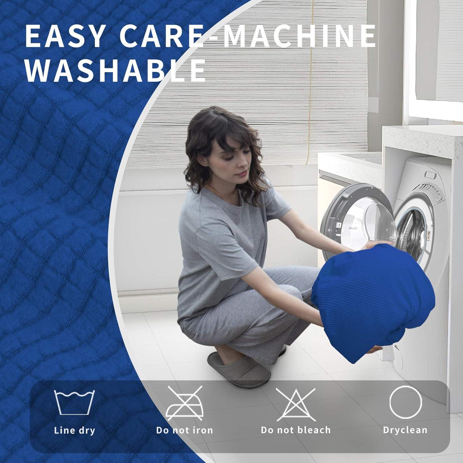 image:imageEasyGoing 8 Pieces Recliner Sofa Stretch Sofa Slipcover Sofa Cover Furniture Protector Couch Soft with Elastic Bottom Kids Spandex Jacquard Fabric Small Checks Dark GrayClassic Blue