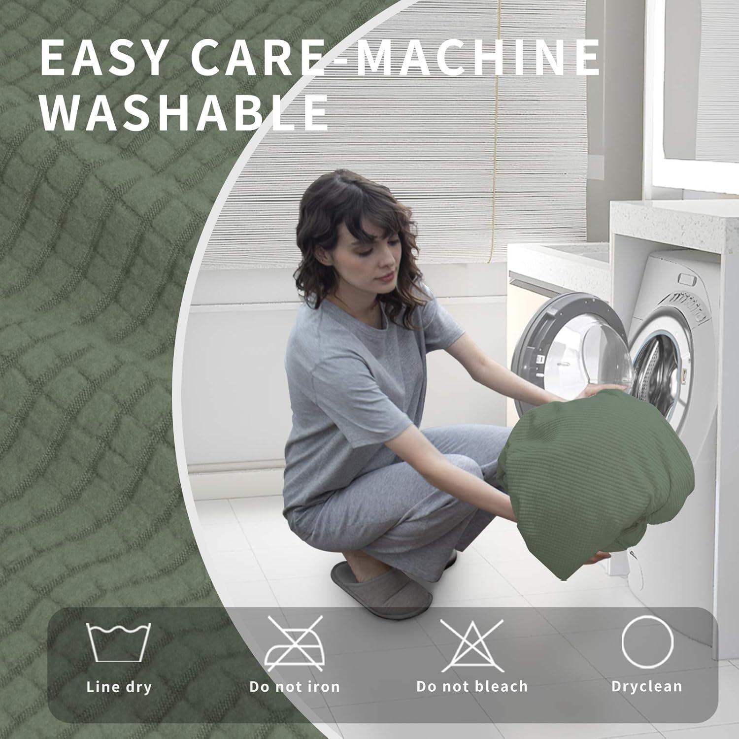 image:imageEasyGoing 8 Pieces Recliner Sofa Stretch Sofa Slipcover Sofa Cover Furniture Protector Couch Soft with Elastic Bottom Kids Spandex Jacquard Fabric Small Checks Dark GrayGreyish Green