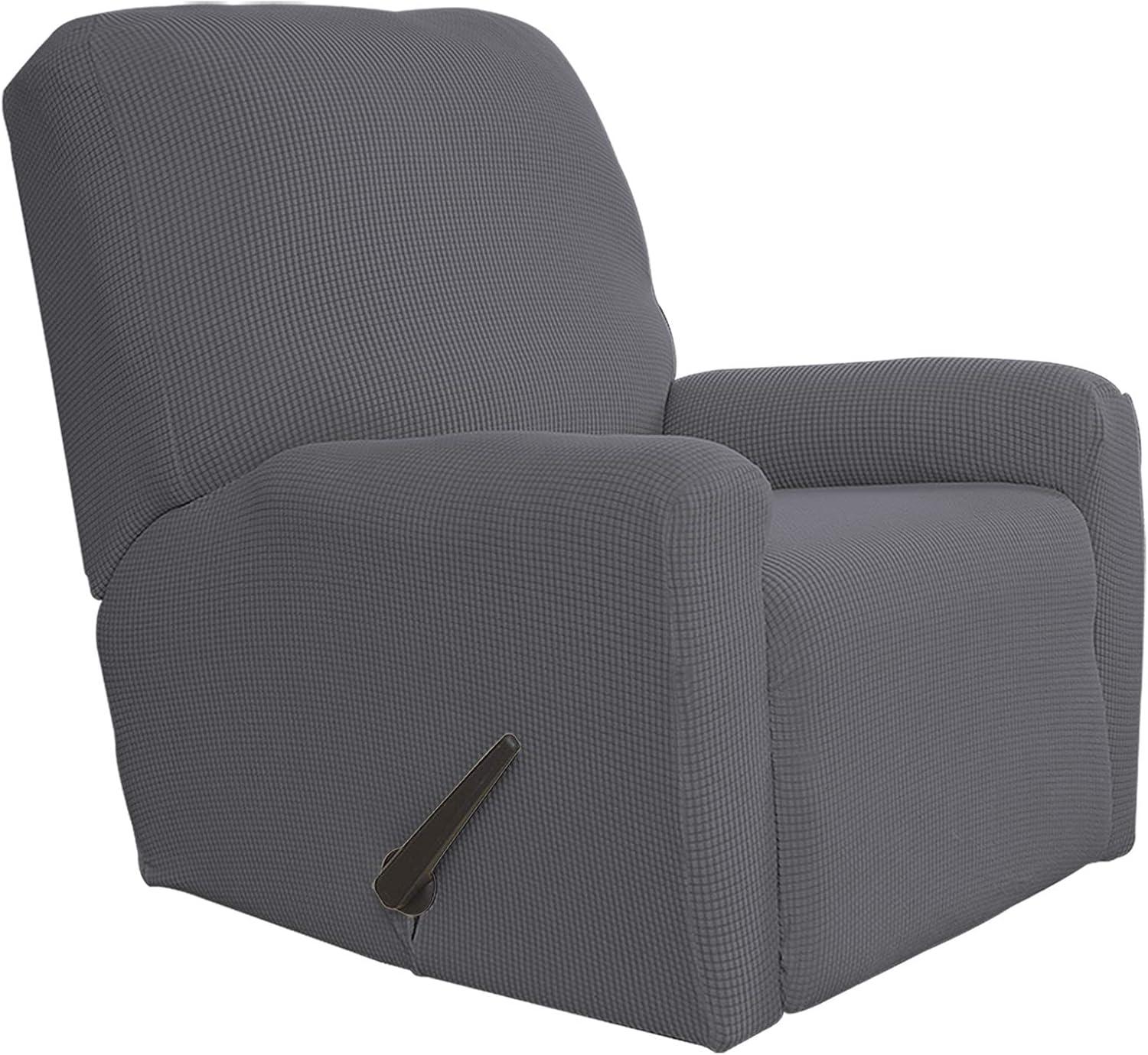 image:imageEasyGoing 8 Pieces Recliner Sofa Stretch Sofa Slipcover Sofa Cover Furniture Protector Couch Soft with Elastic Bottom Kids Spandex Jacquard Fabric Small Checks Dark GrayGrey