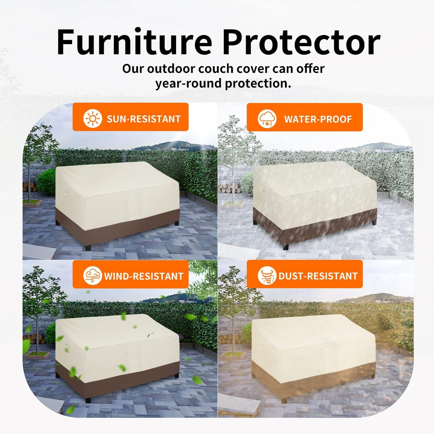 image:imageEasyGoing Heavy Duty 2 Seater Outdoor Loveseat Cover Waterproof Windproof Patio Furniture Sofa Cover with Air Vent 58Wx325Dx31H inch GrayDark GrayBeigeDark Brown