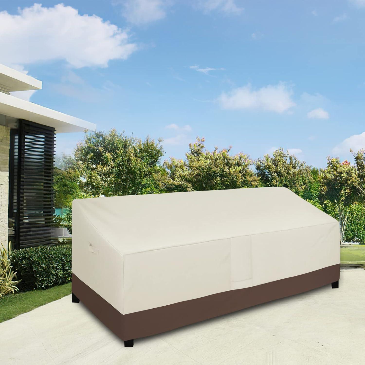 image:imageEasyGoing Heavy Duty 2 Seater Outdoor Loveseat Cover Waterproof Windproof Patio Furniture Sofa Cover with Air Vent 58Wx325Dx31H inch GrayDark GrayBeigeDark Brown