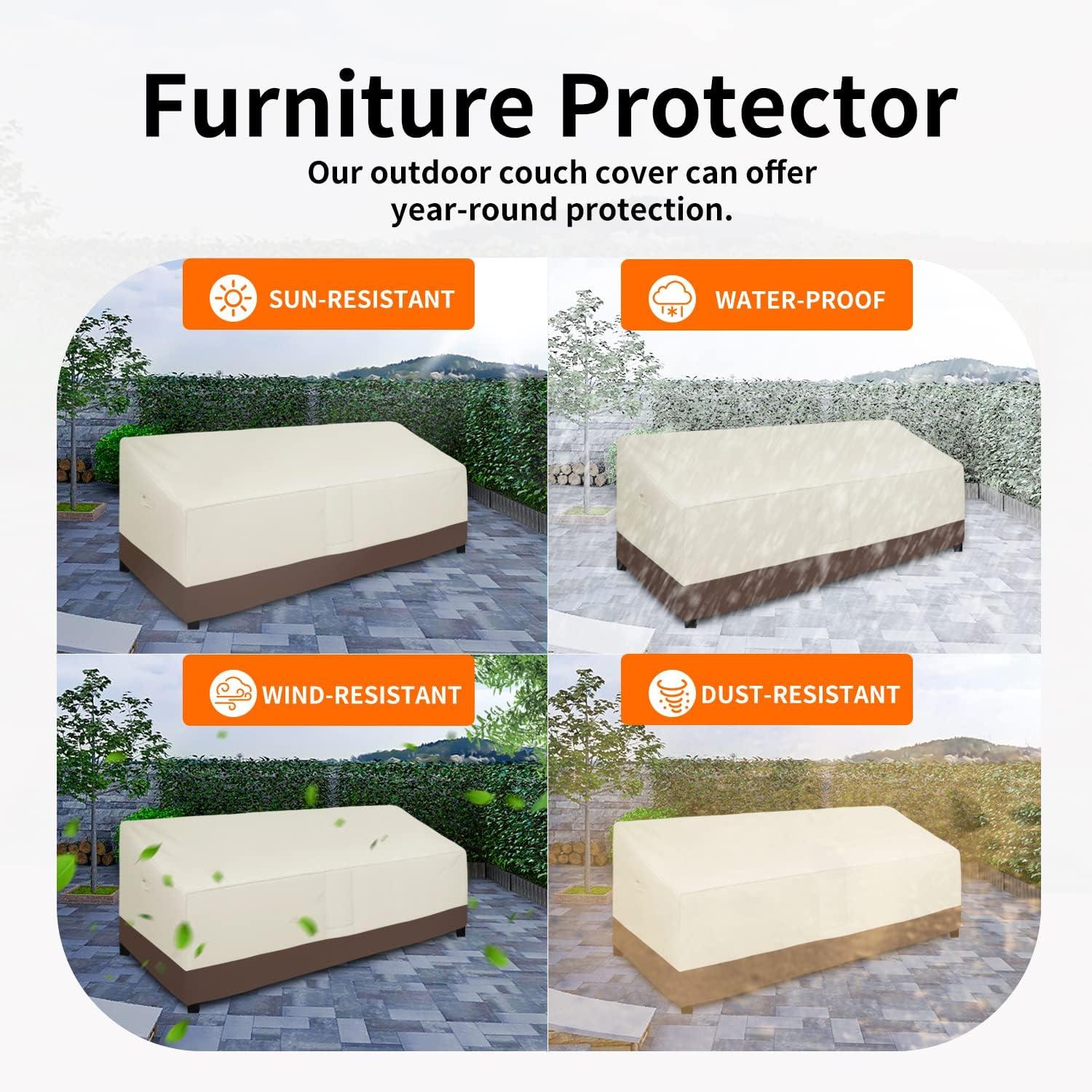 image:imageEasyGoing Heavy Duty 2 Seater Outdoor Loveseat Cover Waterproof Windproof Patio Furniture Sofa Cover with Air Vent 58Wx325Dx31H inch GrayDark GrayBeigeDark Brown