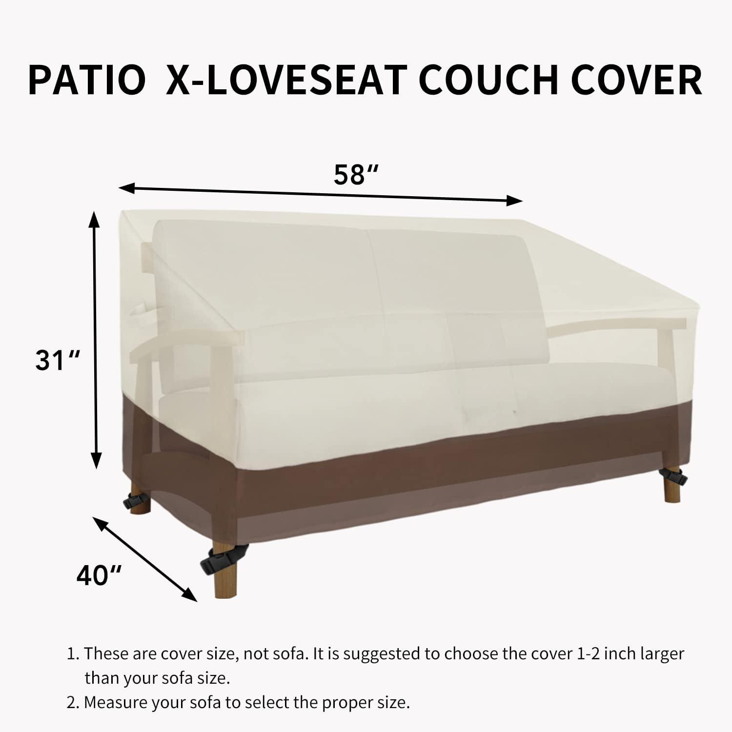 image:imageEasyGoing Heavy Duty 2 Seater Outdoor Loveseat Cover Waterproof Windproof Patio Furniture Sofa Cover with Air Vent 58Wx325Dx31H inch GrayDark GrayBeigeDark Brown