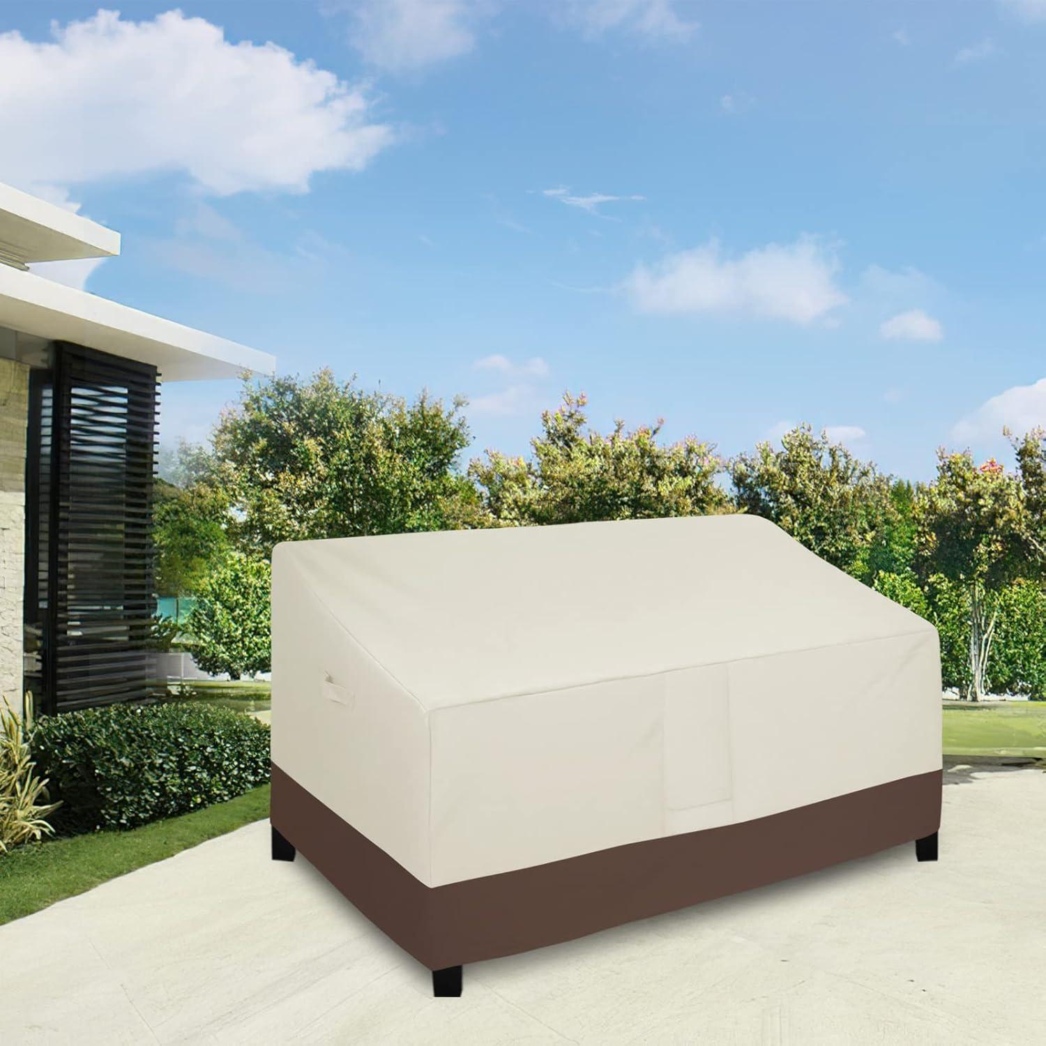 image:imageEasyGoing Heavy Duty 2 Seater Outdoor Loveseat Cover Waterproof Windproof Patio Furniture Sofa Cover with Air Vent 58Wx325Dx31H inch GrayDark GrayBeigeDark Brown