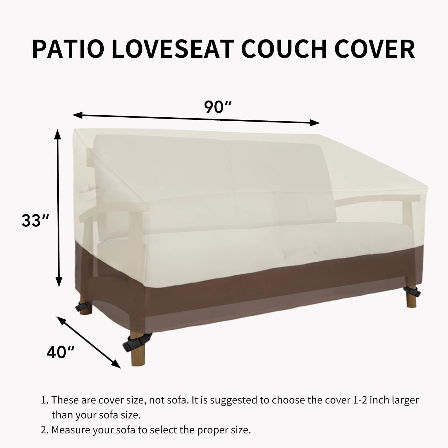 image:imageEasyGoing Heavy Duty 2 Seater Outdoor Loveseat Cover Waterproof Windproof Patio Furniture Sofa Cover with Air Vent 58Wx325Dx31H inch GrayDark GrayBeigeDark Brown