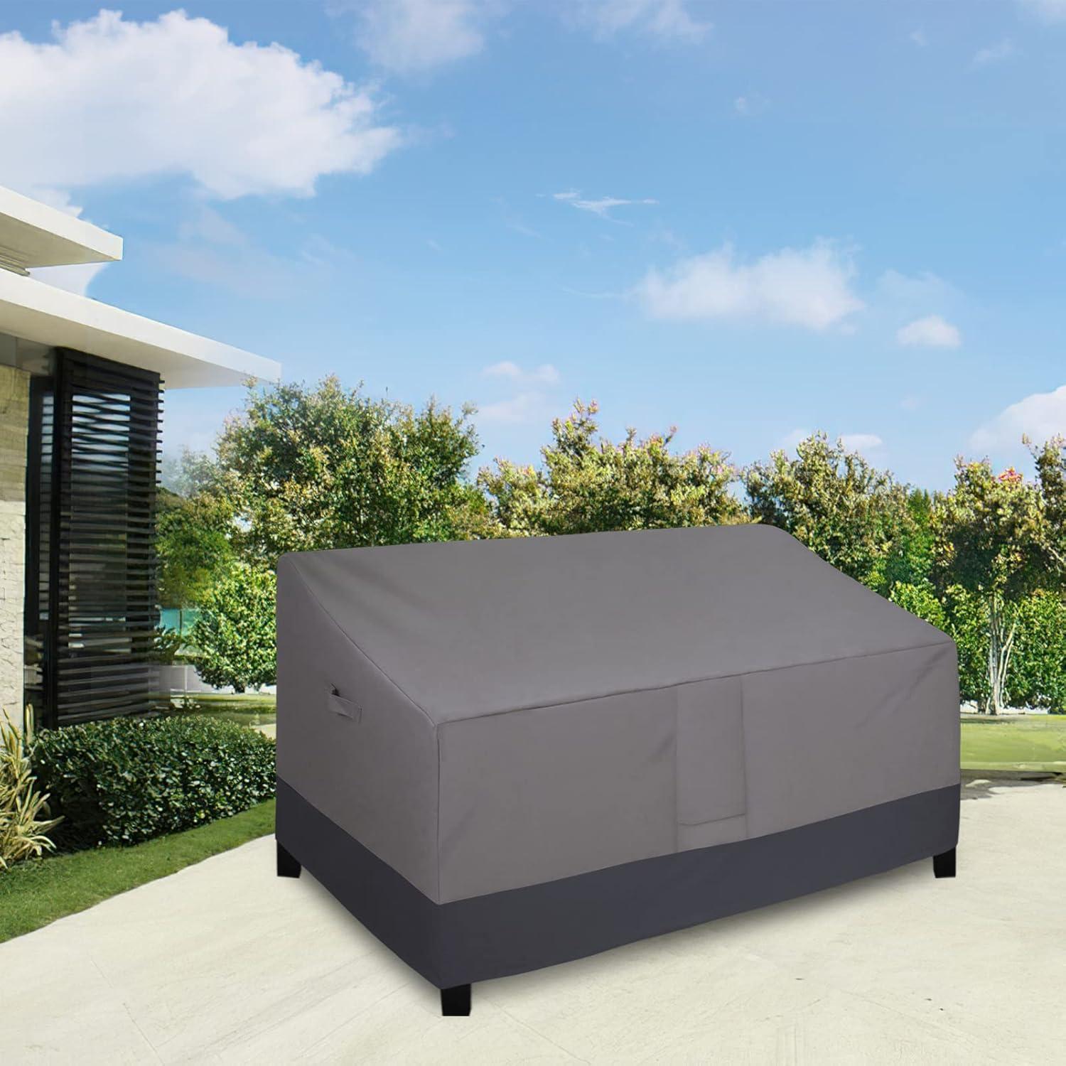 image:imageEasyGoing Heavy Duty 2 Seater Outdoor Loveseat Cover Waterproof Windproof Patio Furniture Sofa Cover with Air Vent 58Wx325Dx31H inch GrayDark GrayGrayDark Gray