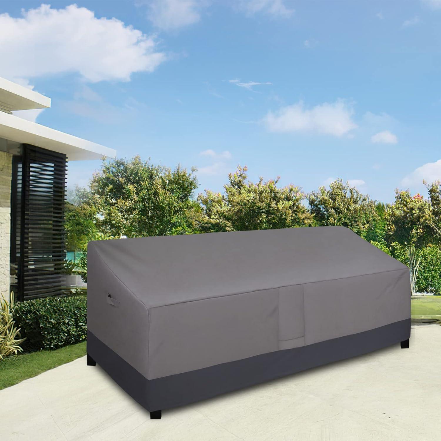 image:imageEasyGoing Heavy Duty 2 Seater Outdoor Loveseat Cover Waterproof Windproof Patio Furniture Sofa Cover with Air Vent 58Wx325Dx31H inch GrayDark GrayGrayDark Gray