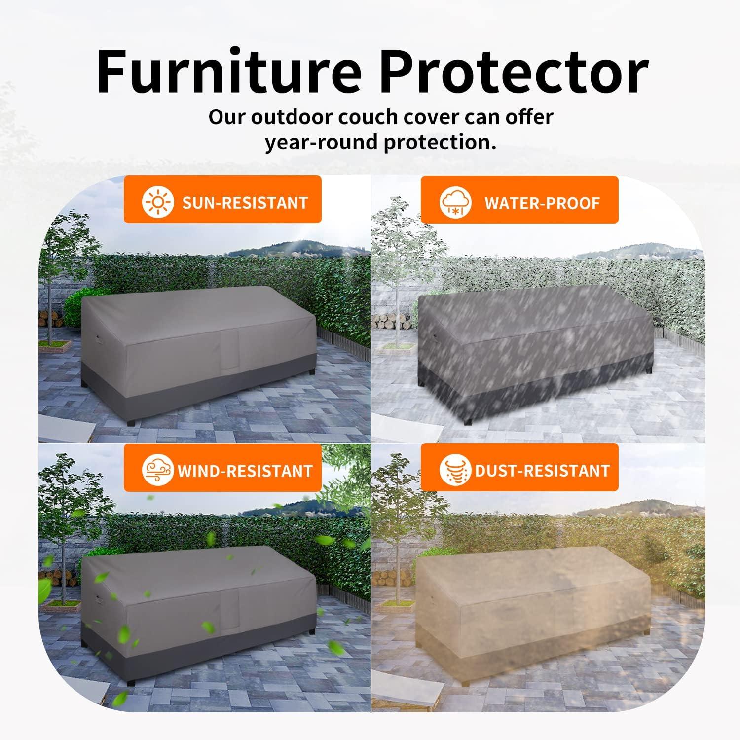 image:imageEasyGoing Heavy Duty 2 Seater Outdoor Loveseat Cover Waterproof Windproof Patio Furniture Sofa Cover with Air Vent 58Wx325Dx31H inch GrayDark GrayGrayDark Gray