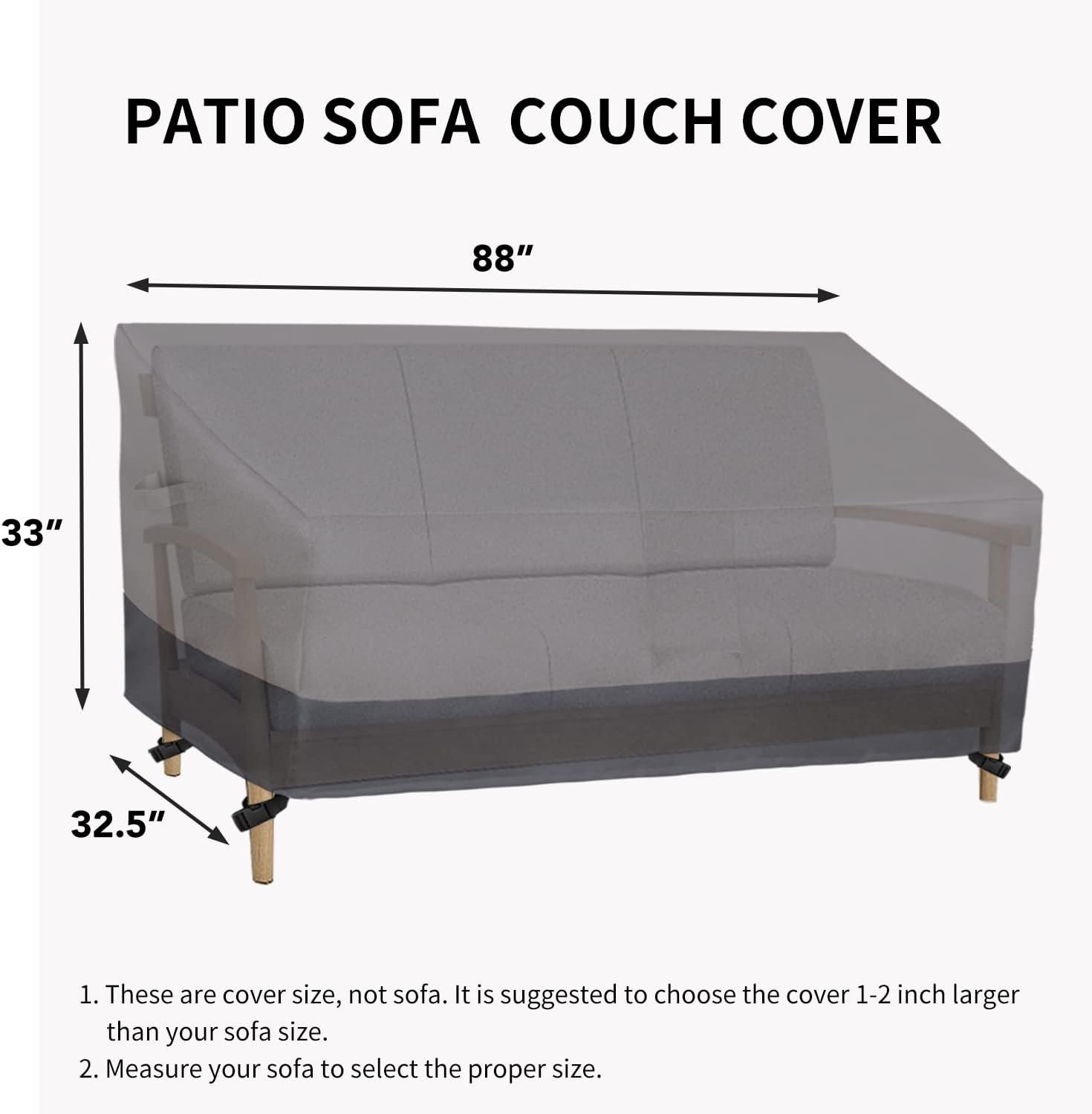 image:imageEasyGoing Heavy Duty 2 Seater Outdoor Loveseat Cover Waterproof Windproof Patio Furniture Sofa Cover with Air Vent 58Wx325Dx31H inch GrayDark GrayGrayDark Gray
