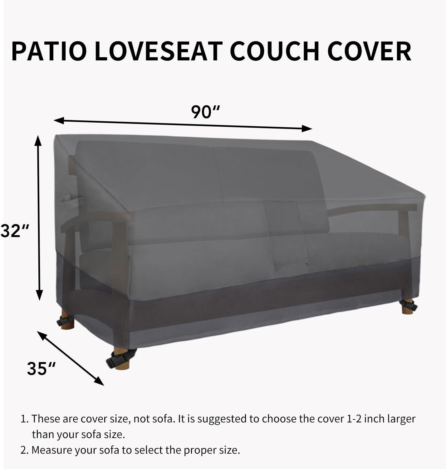 image:imageEasyGoing Heavy Duty 2 Seater Outdoor Loveseat Cover Waterproof Windproof Patio Furniture Sofa Cover with Air Vent 58Wx325Dx31H inch GrayDark GrayGrayDark Gray