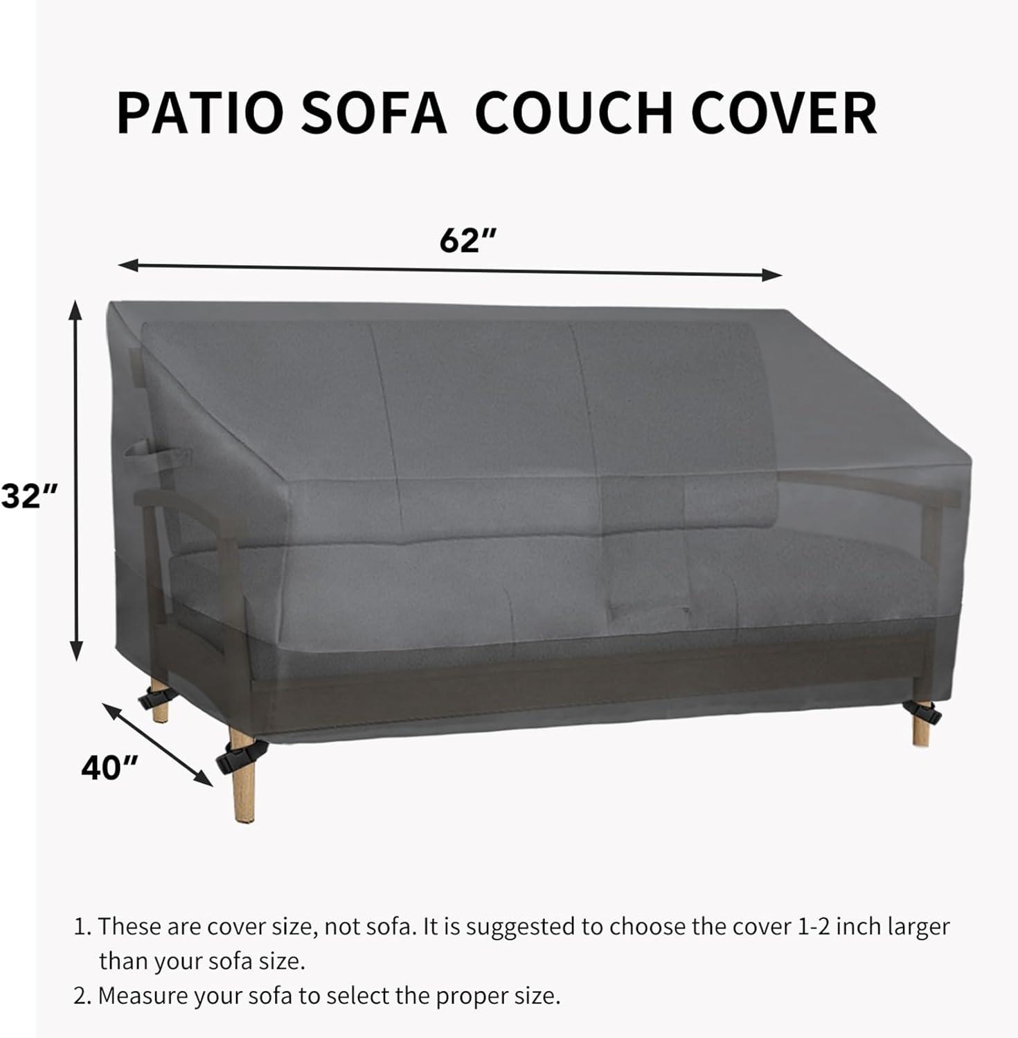 image:imageEasyGoing Heavy Duty 2 Seater Outdoor Loveseat Cover Waterproof Windproof Patio Furniture Sofa Cover with Air Vent 58Wx325Dx31H inch GrayDark GrayGrayDark Gray
