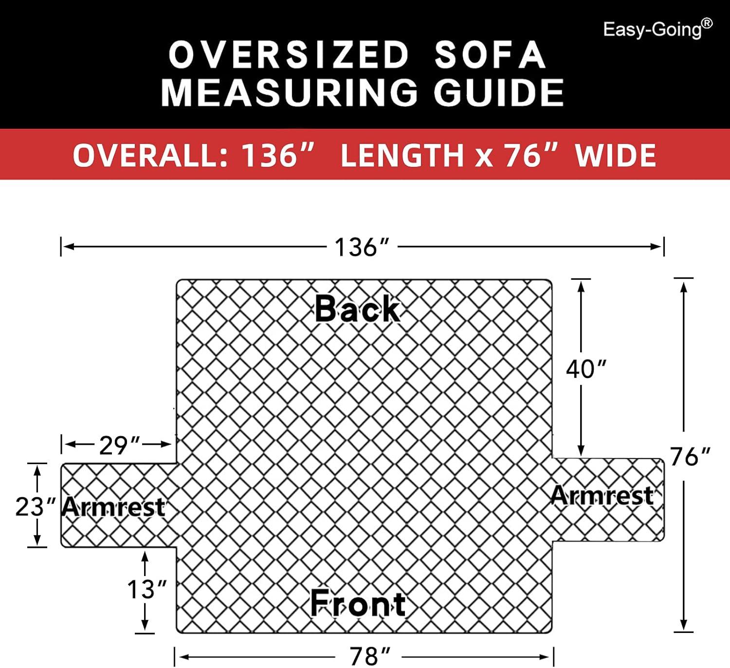 image:imageEasyGoing Reversible Oversized Couch Cover for 3 Cushion Couch Sofa Cover for Dogs Water Resistant Furniture Protector Cover with Foam Sticks for Pet Oversized Sofa GrayLight GrayLight GrayLight Gray