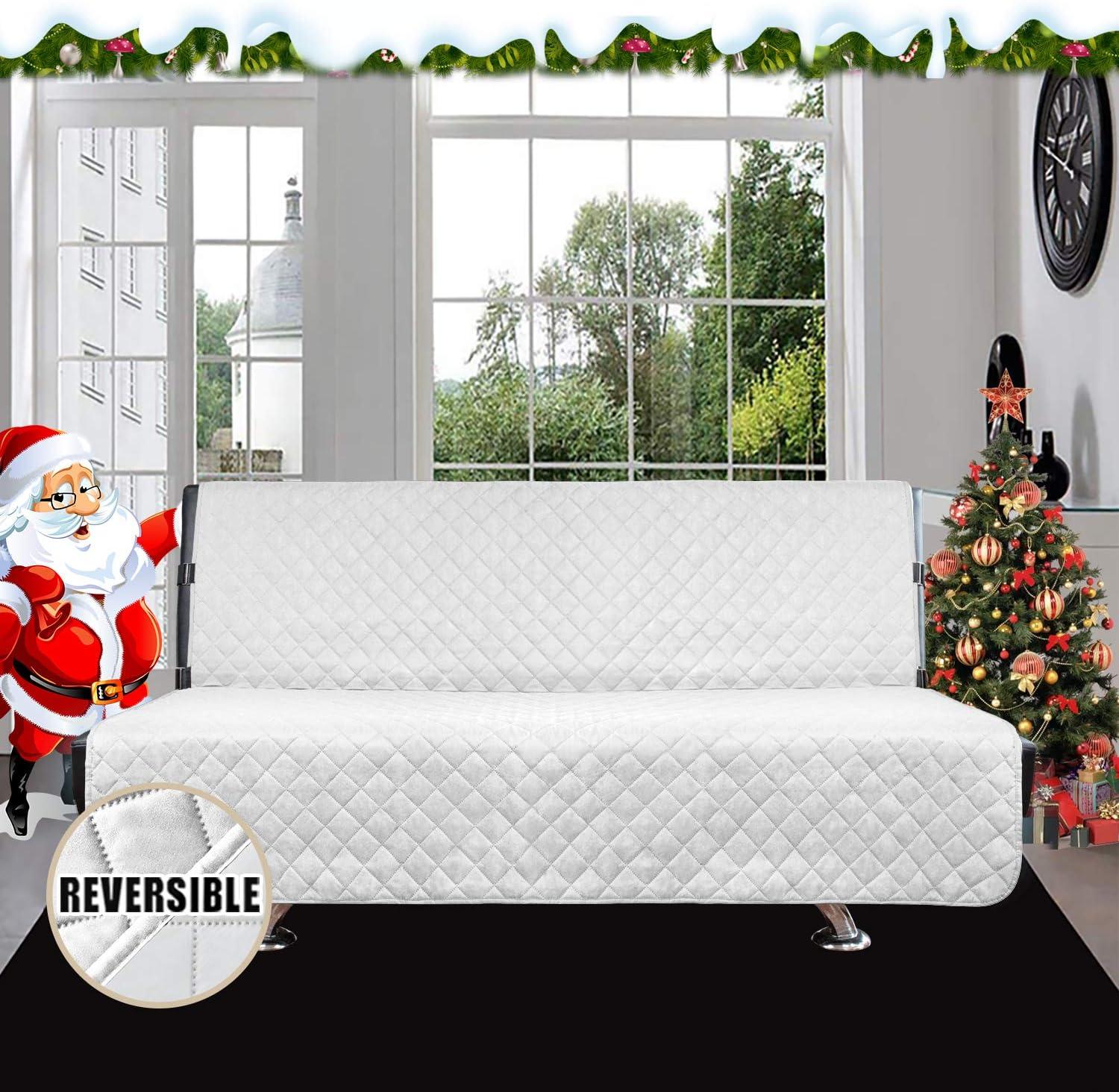 image:imageEasyGoing Reversible Oversized Couch Cover for 3 Cushion Couch Sofa Cover for Dogs Water Resistant Furniture Protector Cover with Foam Sticks for Pet Oversized Sofa GrayLight GrayWhiteWhite