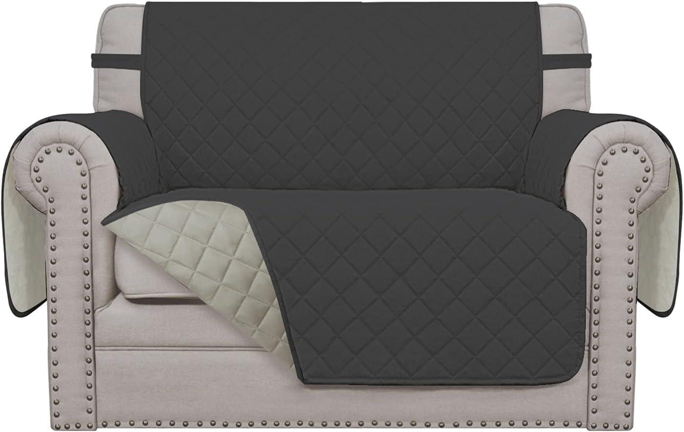 image:imageEasyGoing Reversible Oversized Couch Cover for 3 Cushion Couch Sofa Cover for Dogs Water Resistant Furniture Protector Cover with Foam Sticks for Pet Oversized Sofa GrayLight GrayDarkgrayBeige