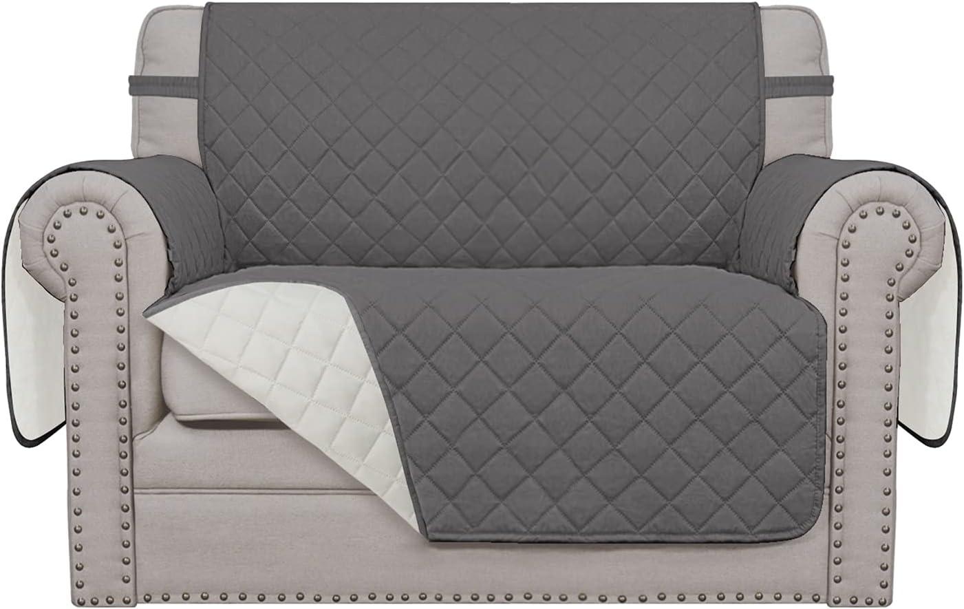 image:imageEasyGoing Reversible Oversized Couch Cover for 3 Cushion Couch Sofa Cover for Dogs Water Resistant Furniture Protector Cover with Foam Sticks for Pet Oversized Sofa GrayLight GrayGrayIvory