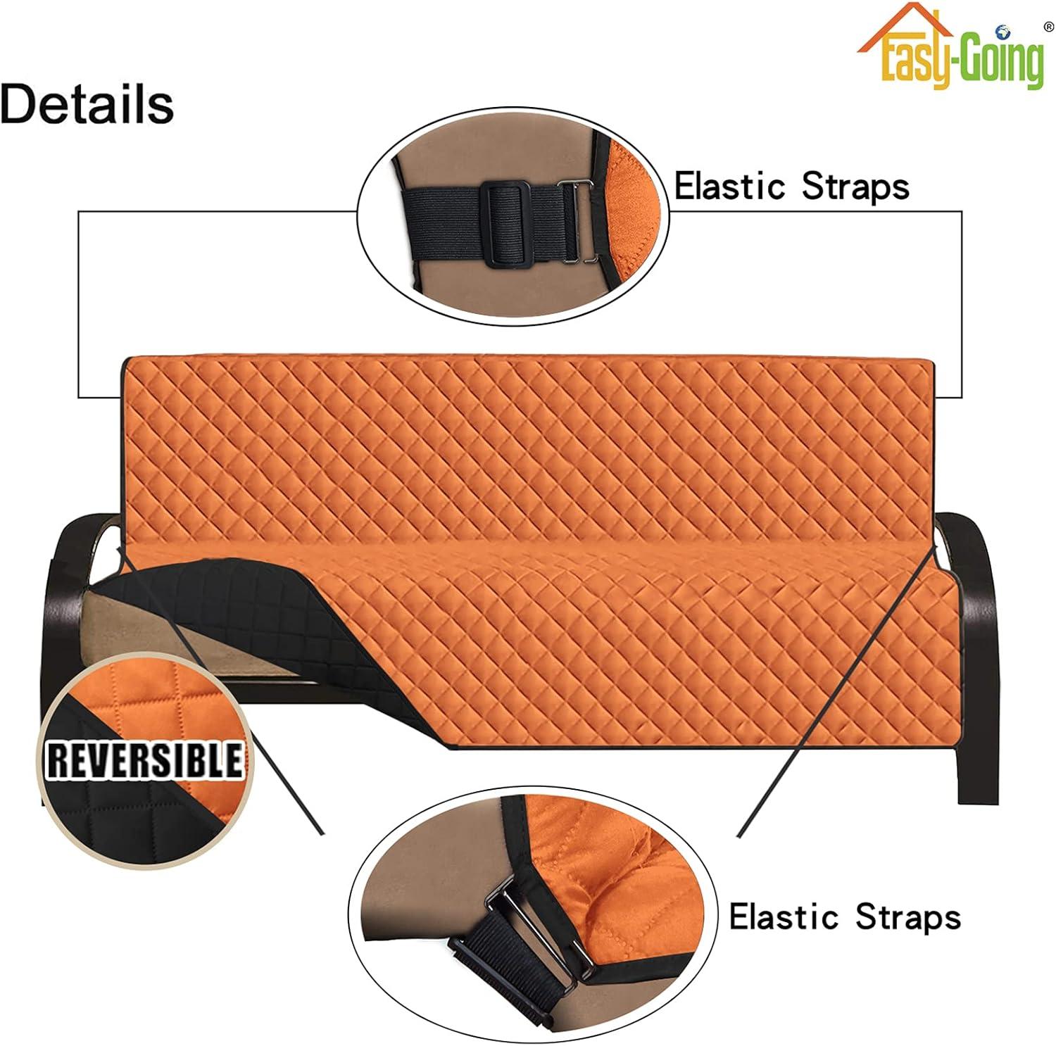 image:imageEasyGoing Reversible Oversized Couch Cover for 3 Cushion Couch Sofa Cover for Dogs Water Resistant Furniture Protector Cover with Foam Sticks for Pet Oversized Sofa GrayLight GrayOrangeBlack