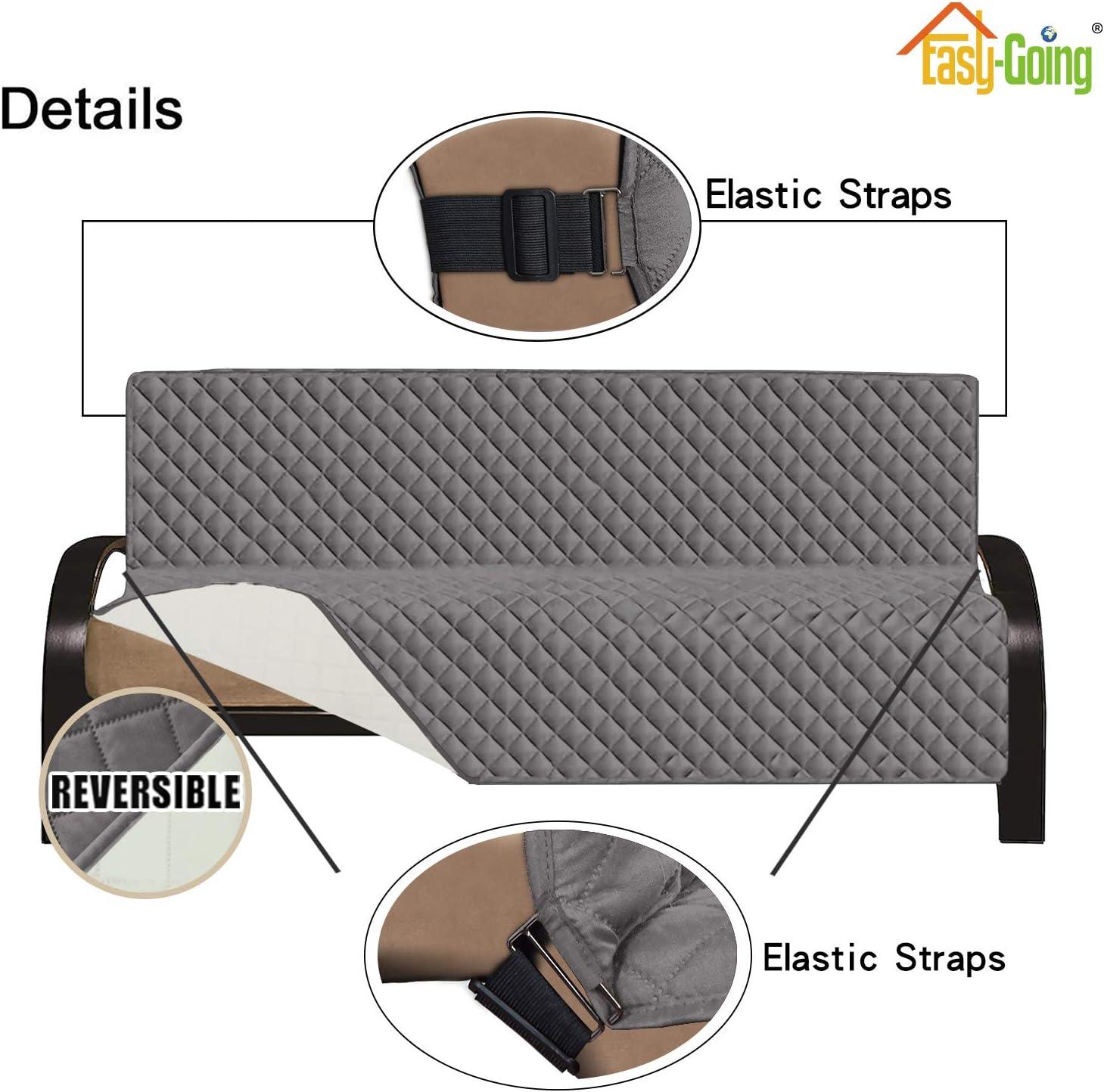 image:imageEasyGoing Reversible Oversized Couch Cover for 3 Cushion Couch Sofa Cover for Dogs Water Resistant Furniture Protector Cover with Foam Sticks for Pet Oversized Sofa GrayLight GrayGrayIvory