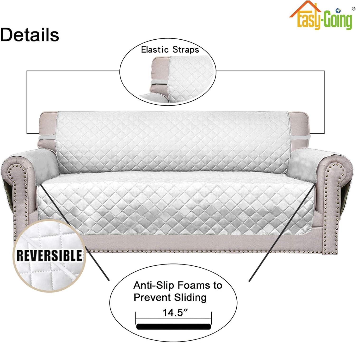 image:imageEasyGoing Reversible Oversized Couch Cover for 3 Cushion Couch Sofa Cover for Dogs Water Resistant Furniture Protector Cover with Foam Sticks for Pet Oversized Sofa GrayLight GrayWhiteWhite