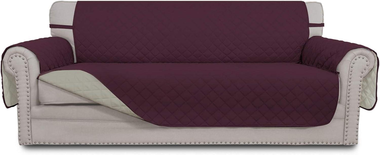 image:imageEasyGoing Reversible Oversized Couch Cover for 3 Cushion Couch Sofa Cover for Dogs Water Resistant Furniture Protector Cover with Foam Sticks for Pet Oversized Sofa GrayLight GrayWineBeige