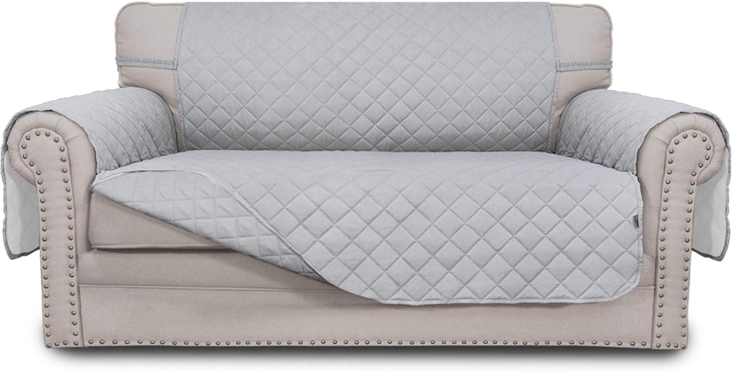 image:imageEasyGoing Reversible Oversized Couch Cover for 3 Cushion Couch Sofa Cover for Dogs Water Resistant Furniture Protector Cover with Foam Sticks for Pet Oversized Sofa GrayLight GrayLight GrayLight Gray