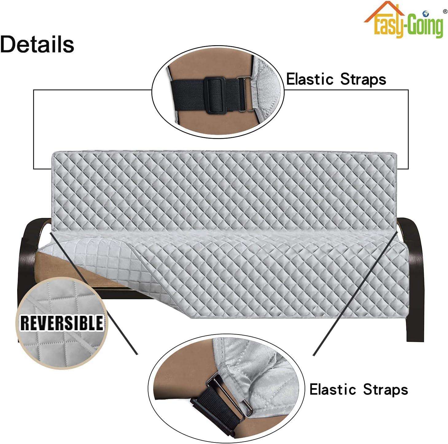 image:imageEasyGoing Reversible Oversized Couch Cover for 3 Cushion Couch Sofa Cover for Dogs Water Resistant Furniture Protector Cover with Foam Sticks for Pet Oversized Sofa GrayLight GrayLight GrayLight Gray
