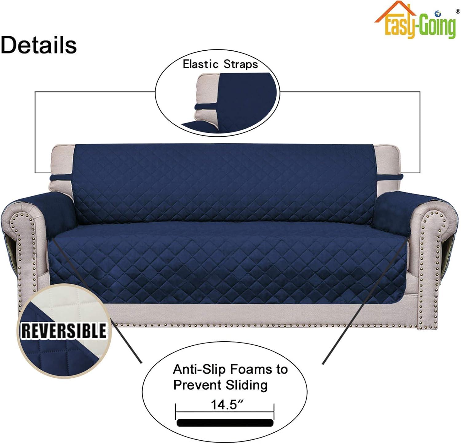 image:imageEasyGoing Reversible Oversized Couch Cover for 3 Cushion Couch Sofa Cover for Dogs Water Resistant Furniture Protector Cover with Foam Sticks for Pet Oversized Sofa GrayLight GrayNavyIvory