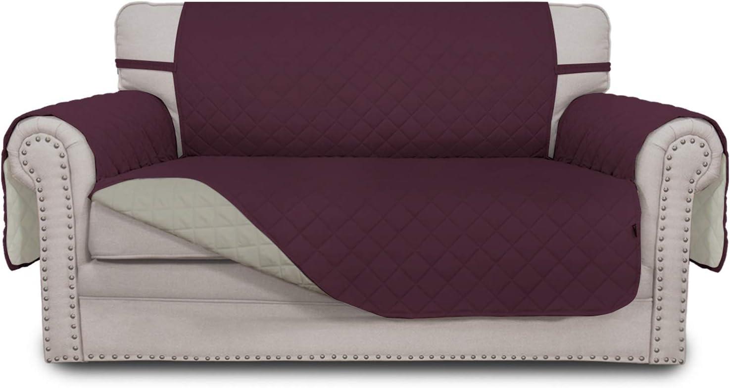 image:imageEasyGoing Reversible Oversized Couch Cover for 3 Cushion Couch Sofa Cover for Dogs Water Resistant Furniture Protector Cover with Foam Sticks for Pet Oversized Sofa GrayLight GrayWineBeige