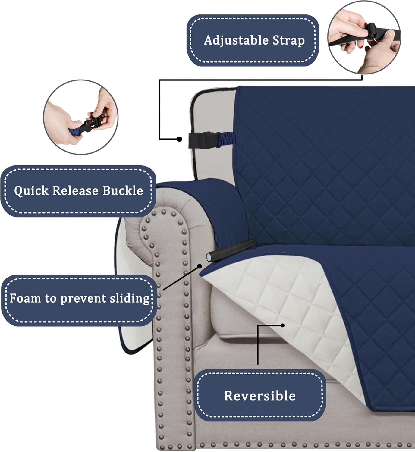 image:imageEasyGoing Reversible Oversized Couch Cover for 3 Cushion Couch Sofa Cover for Dogs Water Resistant Furniture Protector Cover with Foam Sticks for Pet Oversized Sofa GrayLight GrayNavyIvory