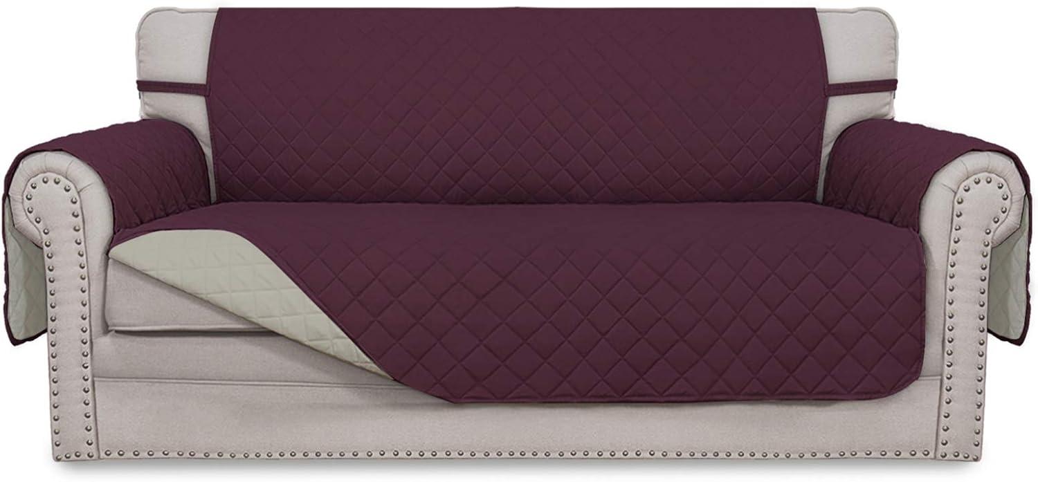 image:imageEasyGoing Reversible Oversized Couch Cover for 3 Cushion Couch Sofa Cover for Dogs Water Resistant Furniture Protector Cover with Foam Sticks for Pet Oversized Sofa GrayLight GrayWineBeige