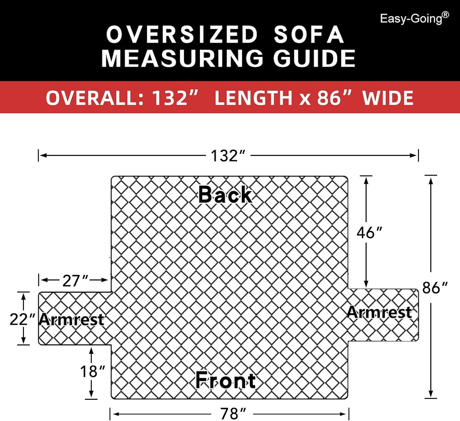 image:imageEasyGoing Reversible Oversized Couch Cover for 3 Cushion Couch Sofa Cover for Dogs Water Resistant Furniture Protector Cover with Foam Sticks for Pet Oversized Sofa GrayLight GrayOrangeBlack