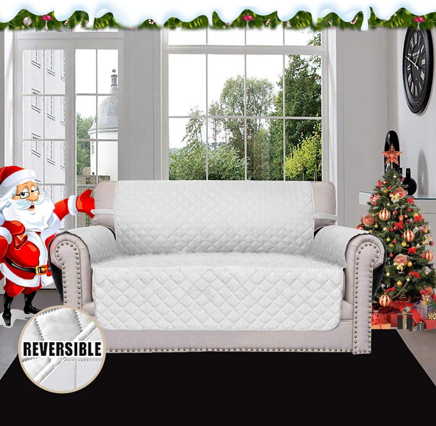 image:imageEasyGoing Reversible Oversized Couch Cover for 3 Cushion Couch Sofa Cover for Dogs Water Resistant Furniture Protector Cover with Foam Sticks for Pet Oversized Sofa GrayLight GrayWhiteWhite