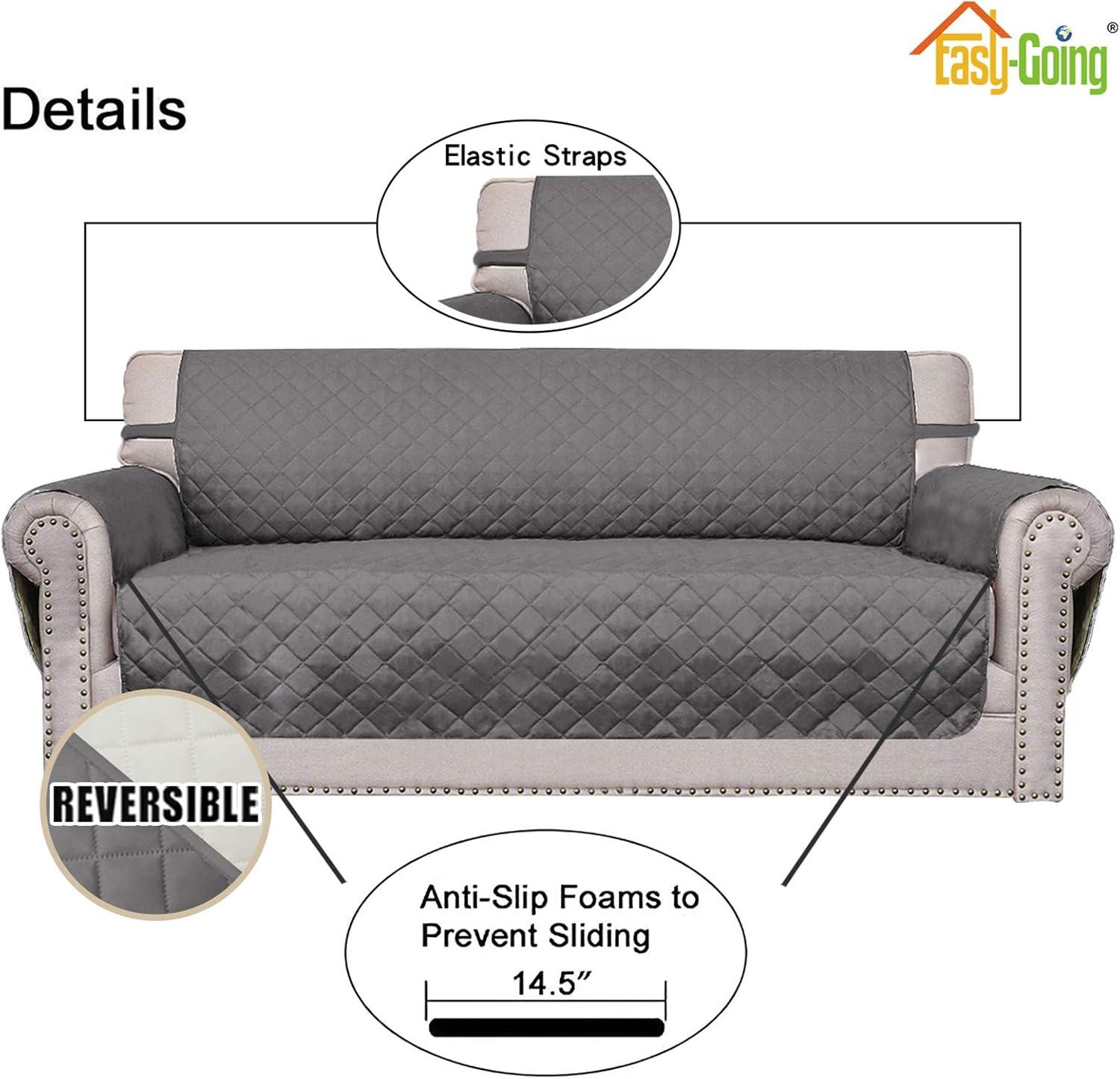 image:imageEasyGoing Reversible Oversized Couch Cover for 3 Cushion Couch Sofa Cover for Dogs Water Resistant Furniture Protector Cover with Foam Sticks for Pet Oversized Sofa GrayLight GrayGrayIvory