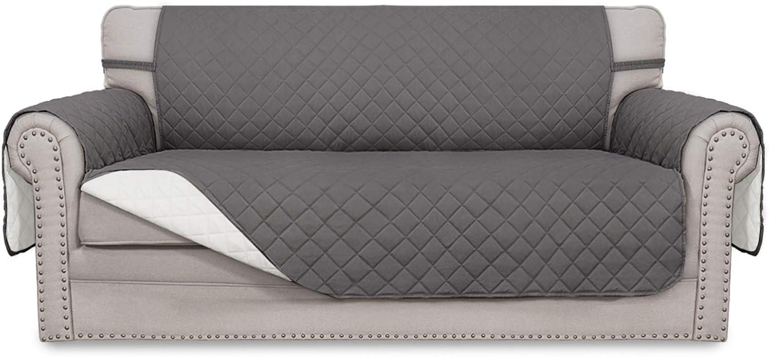 image:imageEasyGoing Reversible Oversized Couch Cover for 3 Cushion Couch Sofa Cover for Dogs Water Resistant Furniture Protector Cover with Foam Sticks for Pet Oversized Sofa GrayLight GrayGrayIvory