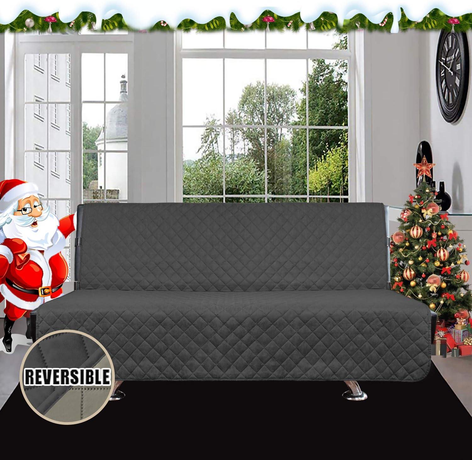 image:imageEasyGoing Reversible Oversized Couch Cover for 3 Cushion Couch Sofa Cover for Dogs Water Resistant Furniture Protector Cover with Foam Sticks for Pet Oversized Sofa GrayLight GrayDarkgrayBeige