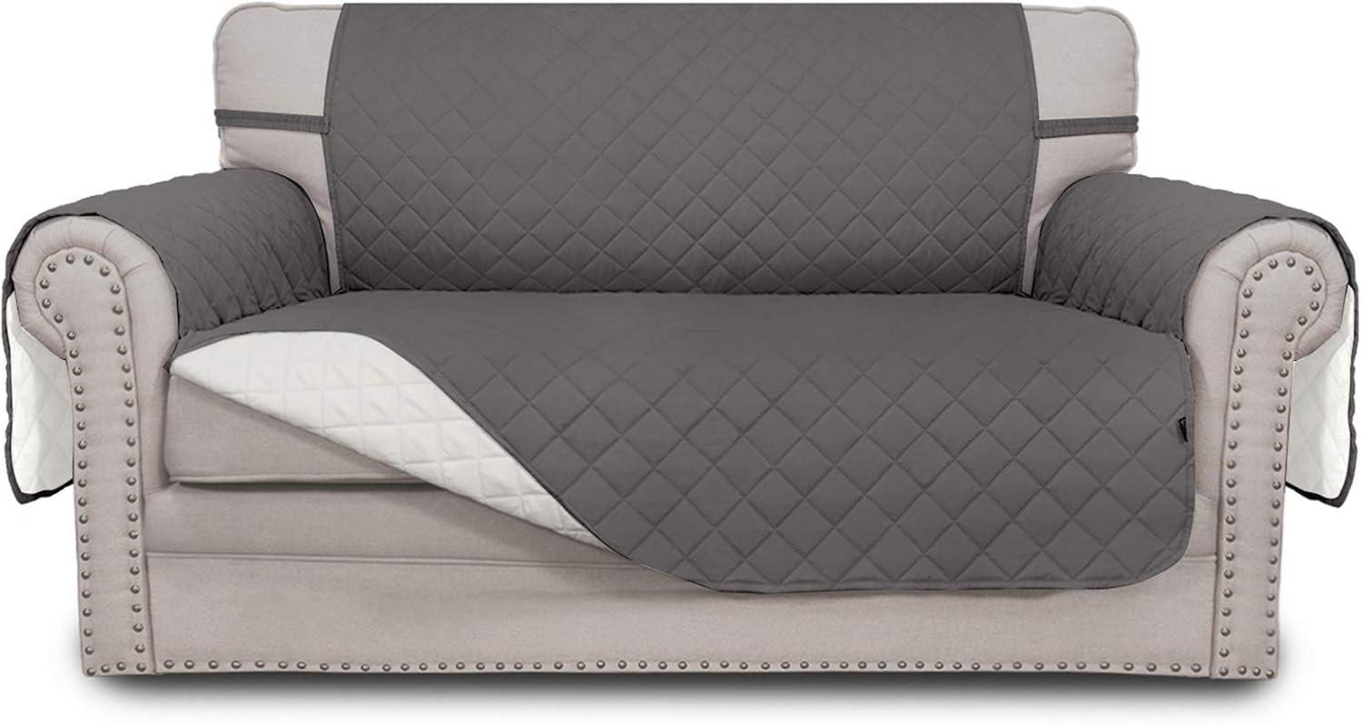 image:imageEasyGoing Reversible Oversized Couch Cover for 3 Cushion Couch Sofa Cover for Dogs Water Resistant Furniture Protector Cover with Foam Sticks for Pet Oversized Sofa GrayLight GrayGrayIvory
