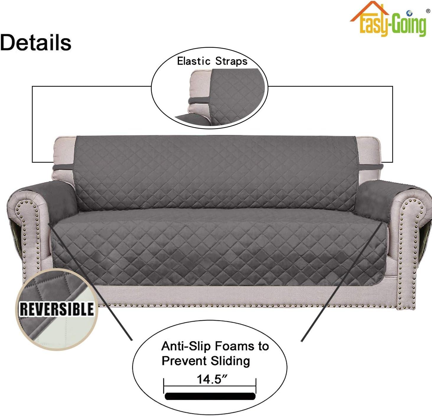 image:imageEasyGoing Reversible Oversized Couch Cover for 3 Cushion Couch Sofa Cover for Dogs Water Resistant Furniture Protector Cover with Foam Sticks for Pet Oversized Sofa GrayLight GrayGrayIvory
