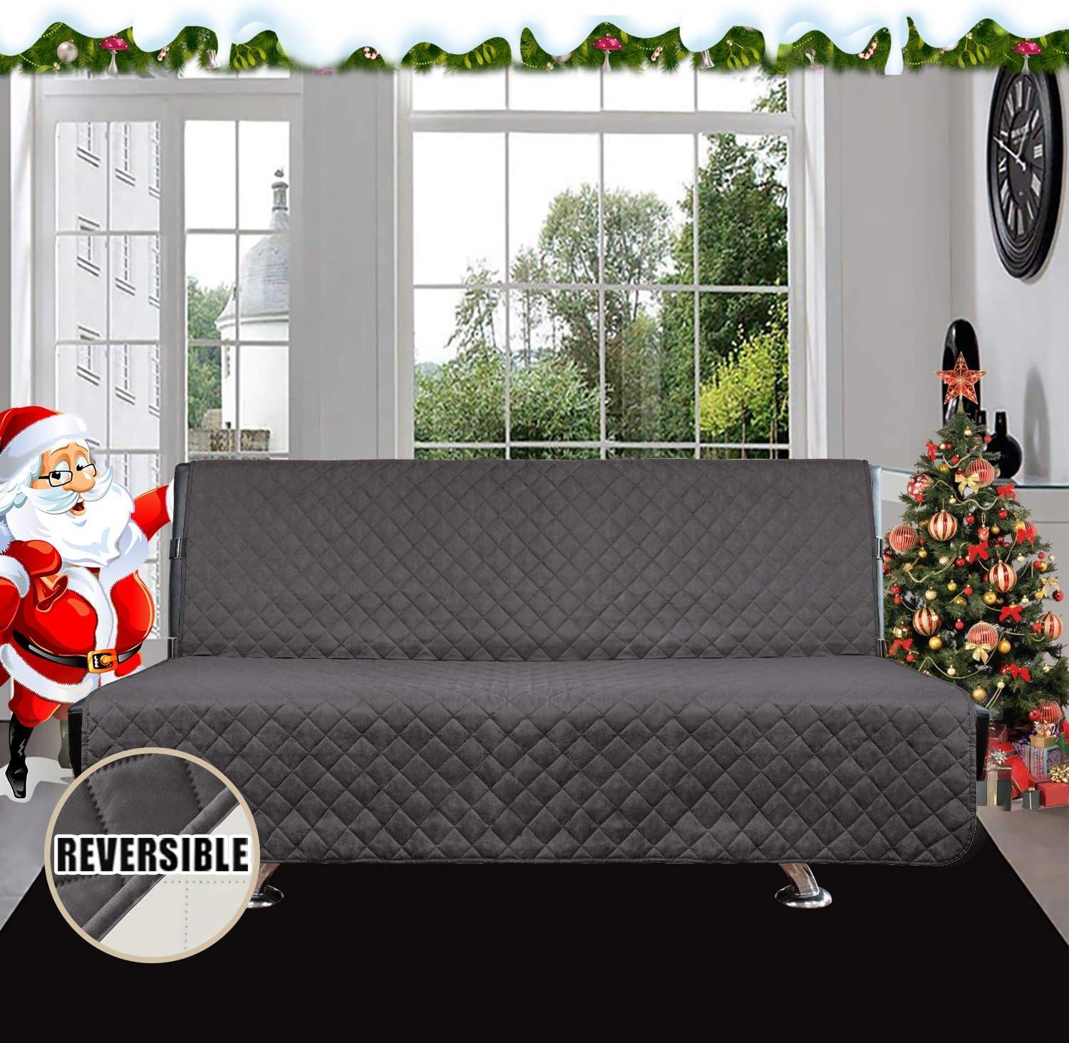 image:imageEasyGoing Reversible Oversized Couch Cover for 3 Cushion Couch Sofa Cover for Dogs Water Resistant Furniture Protector Cover with Foam Sticks for Pet Oversized Sofa GrayLight GrayGrayIvory