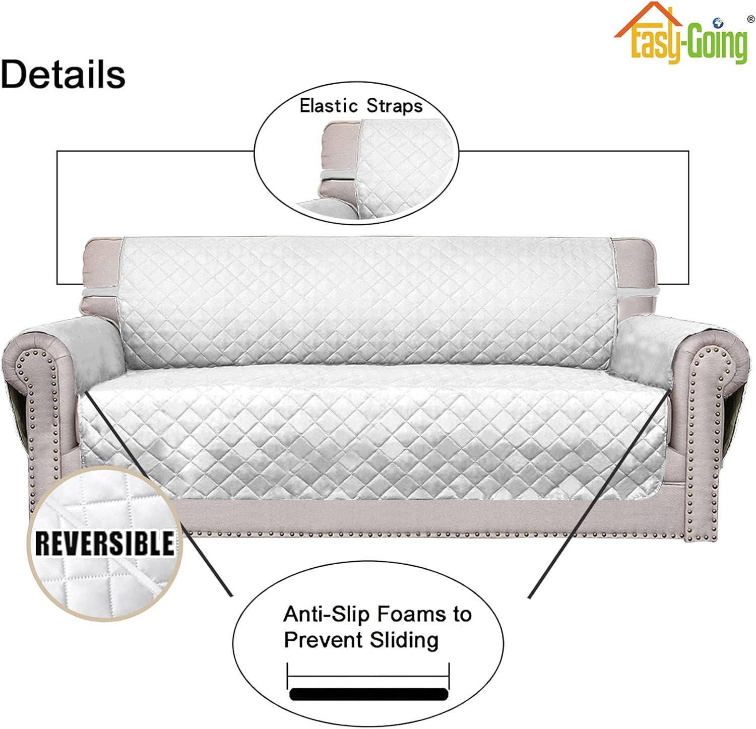 image:imageEasyGoing Reversible Oversized Couch Cover for 3 Cushion Couch Sofa Cover for Dogs Water Resistant Furniture Protector Cover with Foam Sticks for Pet Oversized Sofa GrayLight GrayWhiteWhite