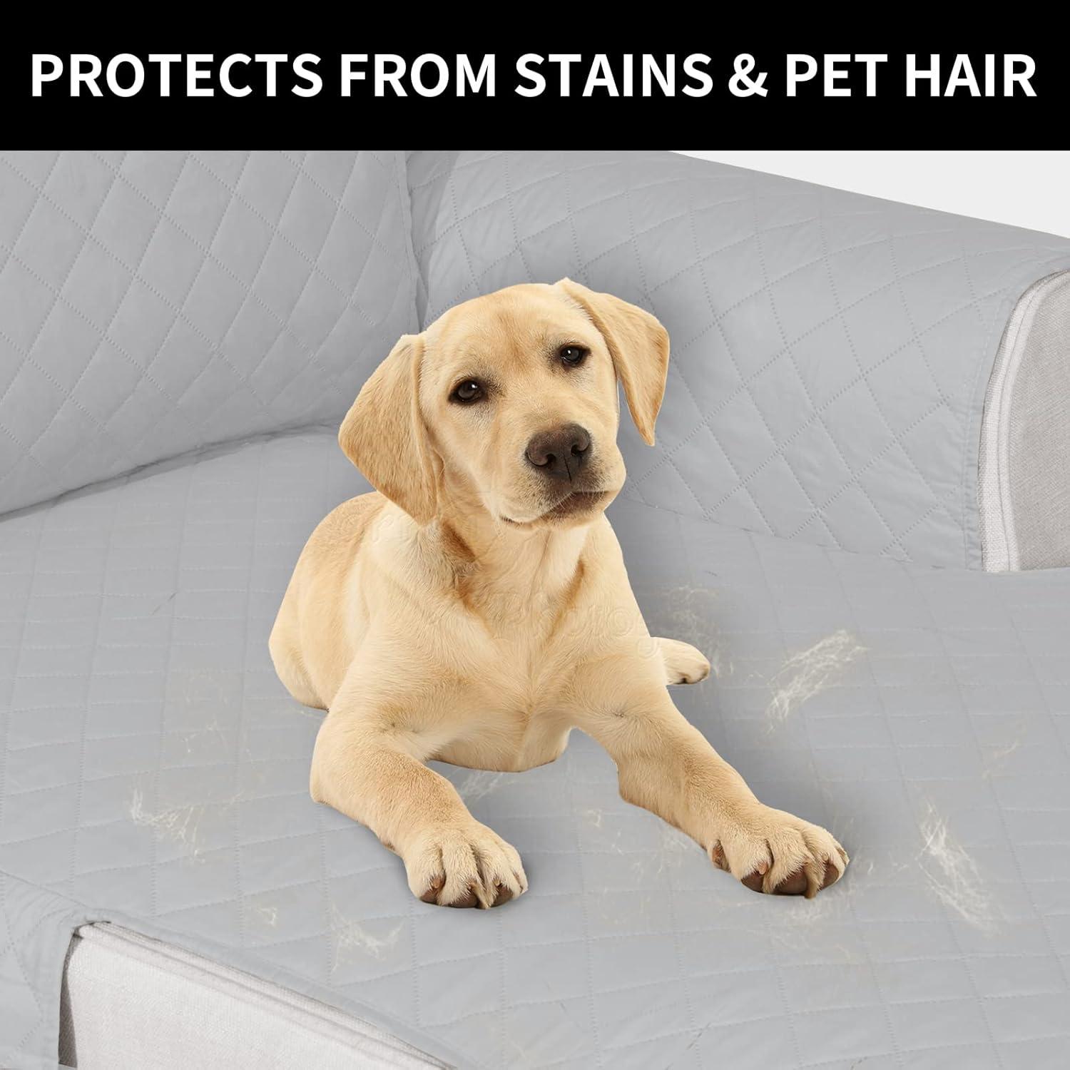 image:imageEasyGoing Reversible Oversized Couch Cover for 3 Cushion Couch Sofa Cover for Dogs Water Resistant Furniture Protector Cover with Foam Sticks for Pet Oversized Sofa GrayLight GrayLight GrayLight Gray