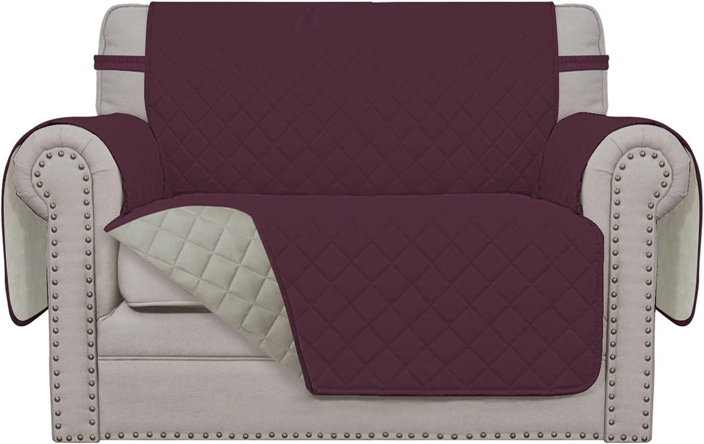 image:imageEasyGoing Reversible Oversized Couch Cover for 3 Cushion Couch Sofa Cover for Dogs Water Resistant Furniture Protector Cover with Foam Sticks for Pet Oversized Sofa GrayLight GrayWineBeige